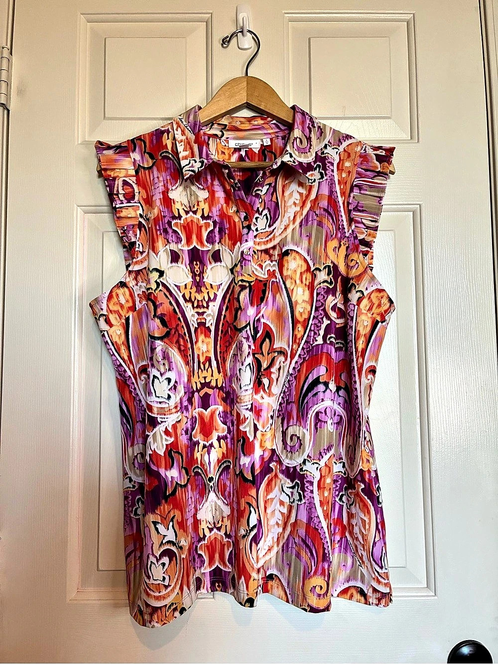Chico's Abstract Print Blouse in Pink & Orange Size 3 (US 16)
